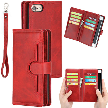 Shockproof Split Leather Phone Cover Cellphone Protection Case With Multiple Card Slots for iPhone 8 / 7 / SE (2022)/SE (2020)