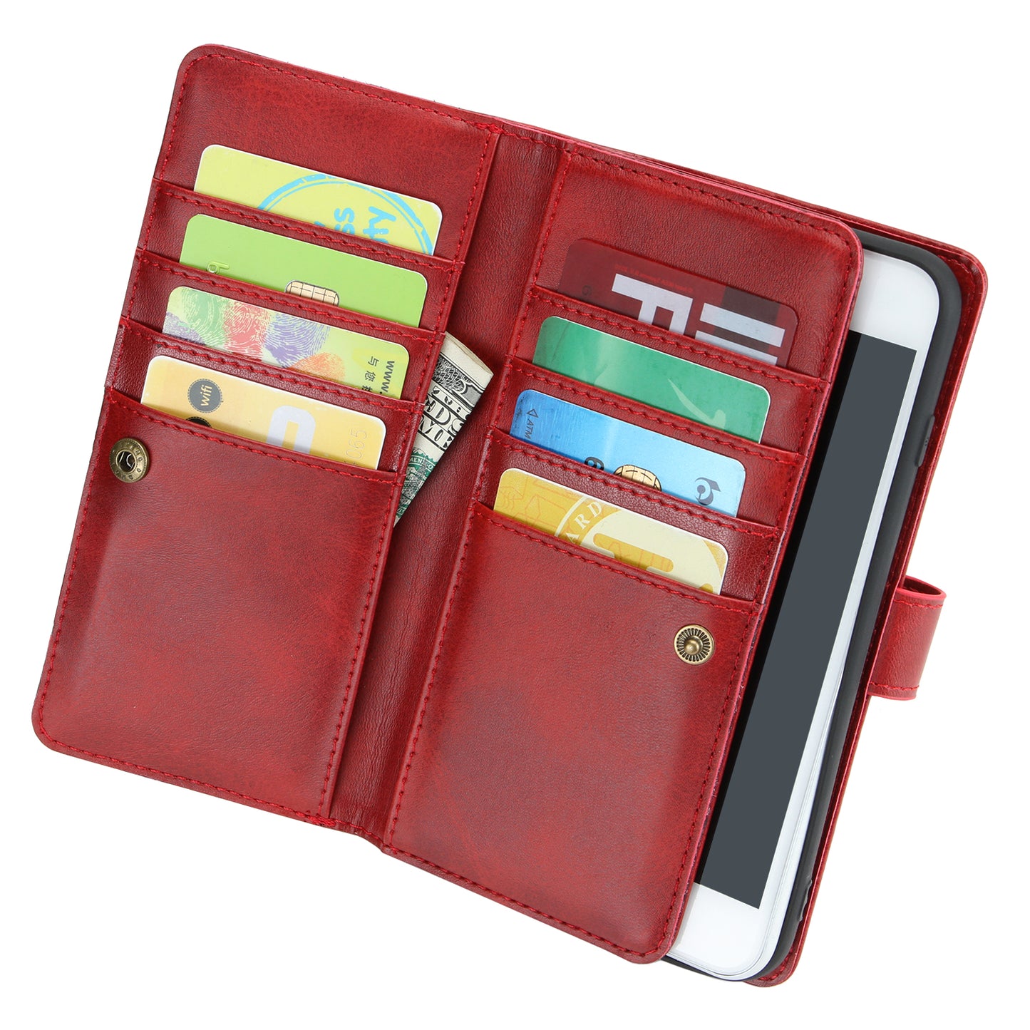 Shockproof Split Leather Phone Cover Cellphone Protection Case With Multiple Card Slots for iPhone 8 / 7 / SE (2022)/SE (2020)