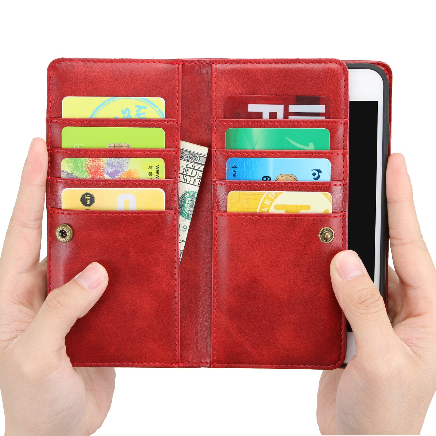 Shockproof Split Leather Phone Cover Cellphone Protection Case With Multiple Card Slots for iPhone 8 / 7 / SE (2022)/SE (2020)
