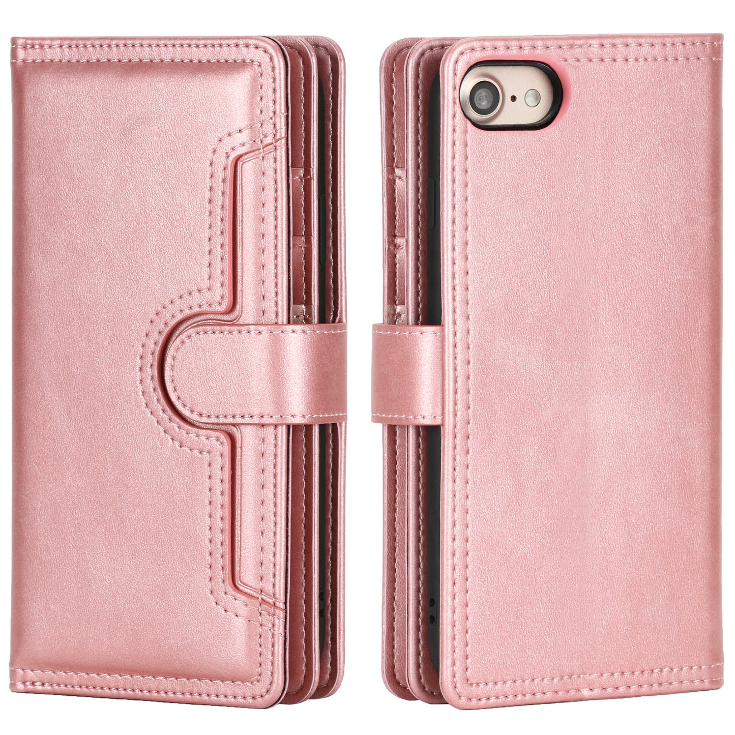 Shockproof Split Leather Phone Cover Cellphone Protection Case With Multiple Card Slots for iPhone 8 / 7 / SE (2022)/SE (2020)