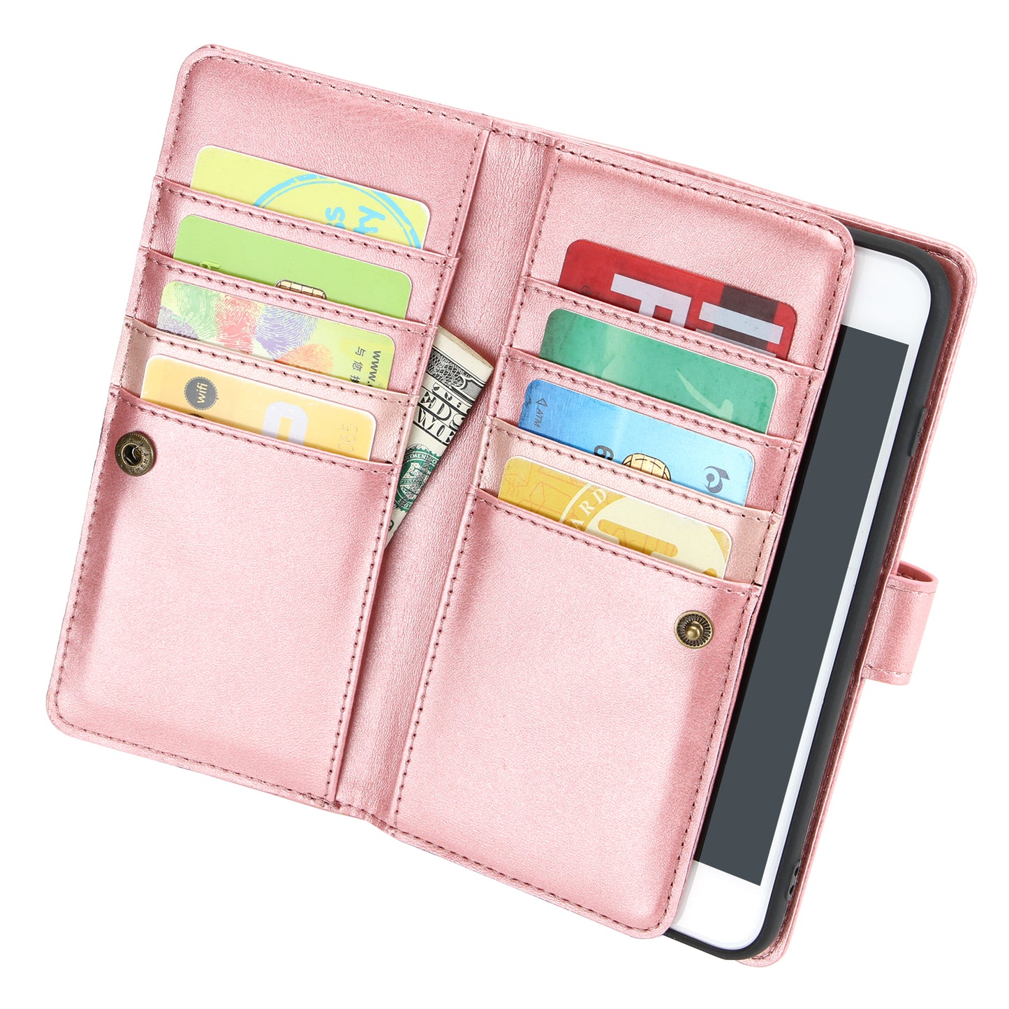 Shockproof Split Leather Phone Cover Cellphone Protection Case With Multiple Card Slots for iPhone 8 / 7 / SE (2022)/SE (2020)