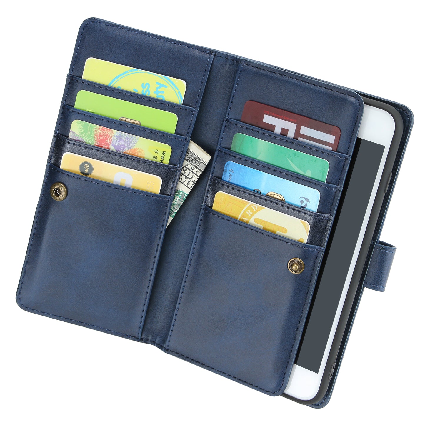 Shockproof Split Leather Phone Cover Cellphone Protection Case With Multiple Card Slots for iPhone 8 / 7 / SE (2022)/SE (2020)