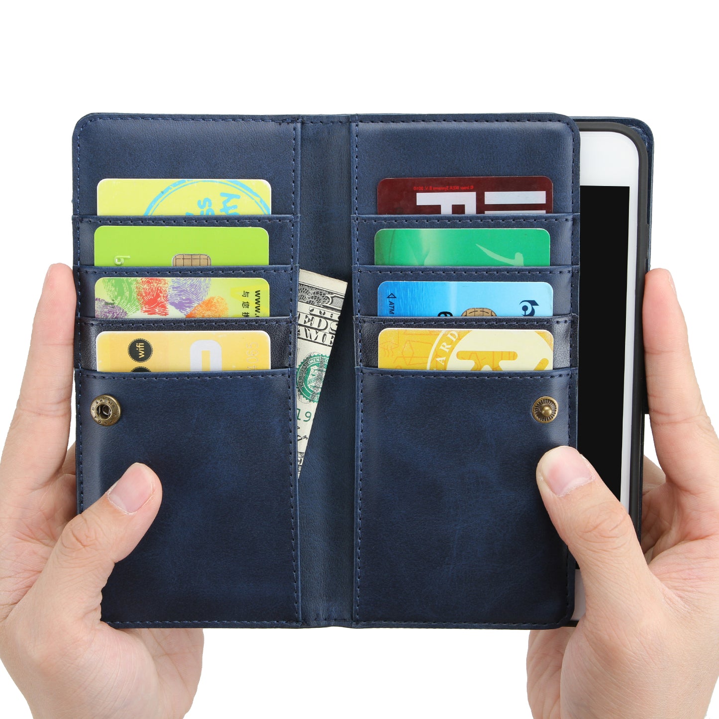 Shockproof Split Leather Phone Cover Cellphone Protection Case With Multiple Card Slots for iPhone 8 / 7 / SE (2022)/SE (2020)