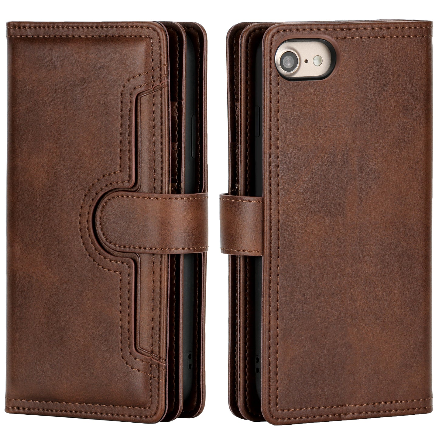 Shockproof Split Leather Phone Cover Cellphone Protection Case With Multiple Card Slots for iPhone 8 / 7 / SE (2022)/SE (2020)
