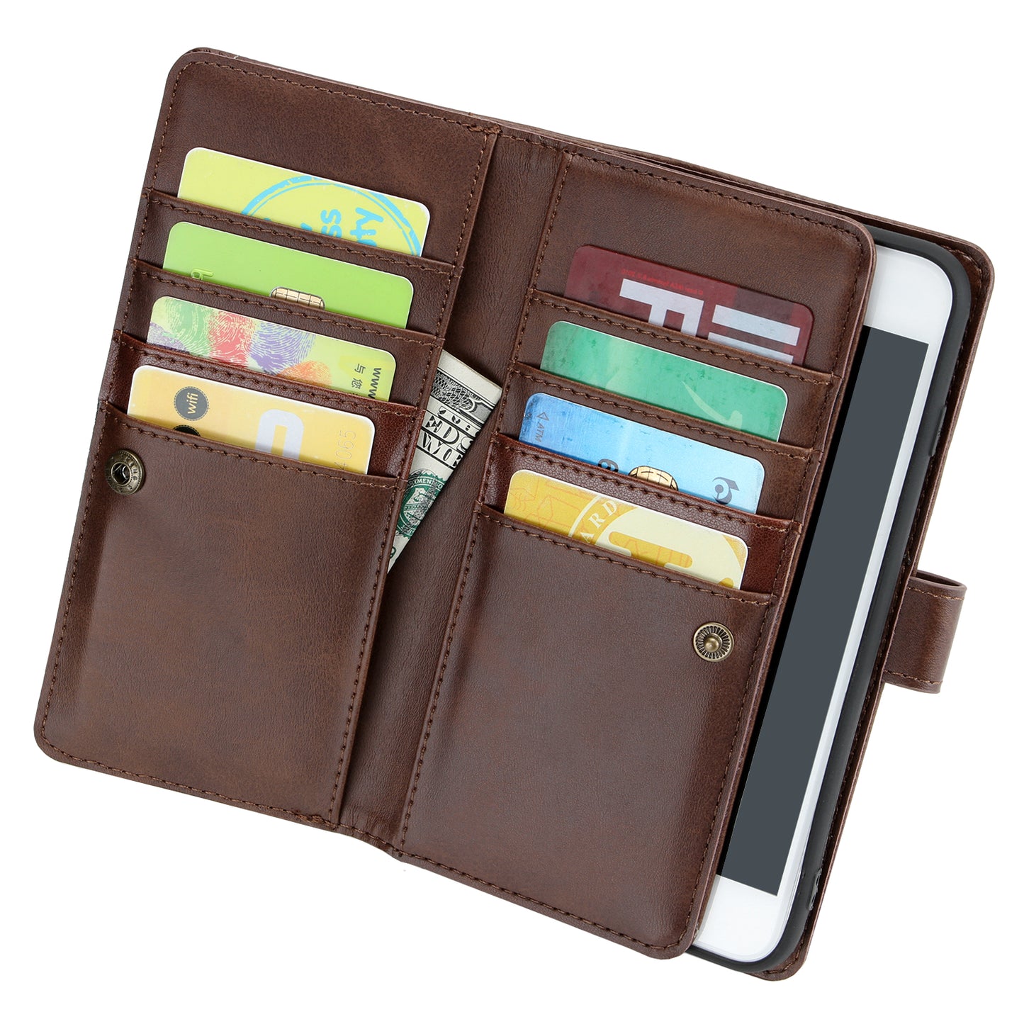 Shockproof Split Leather Phone Cover Cellphone Protection Case With Multiple Card Slots for iPhone 8 / 7 / SE (2022)/SE (2020)