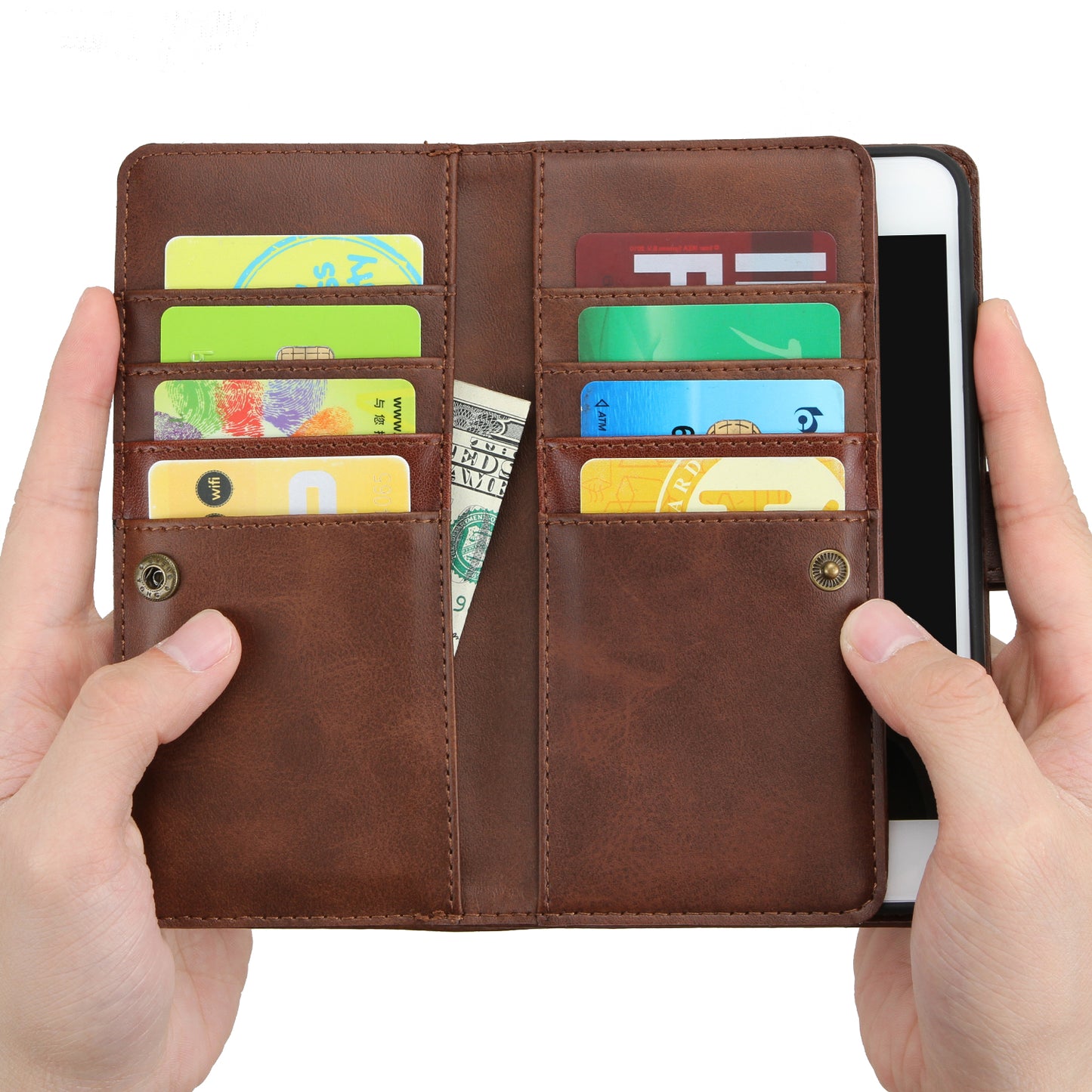 Shockproof Split Leather Phone Cover Cellphone Protection Case With Multiple Card Slots for iPhone 8 / 7 / SE (2022)/SE (2020)