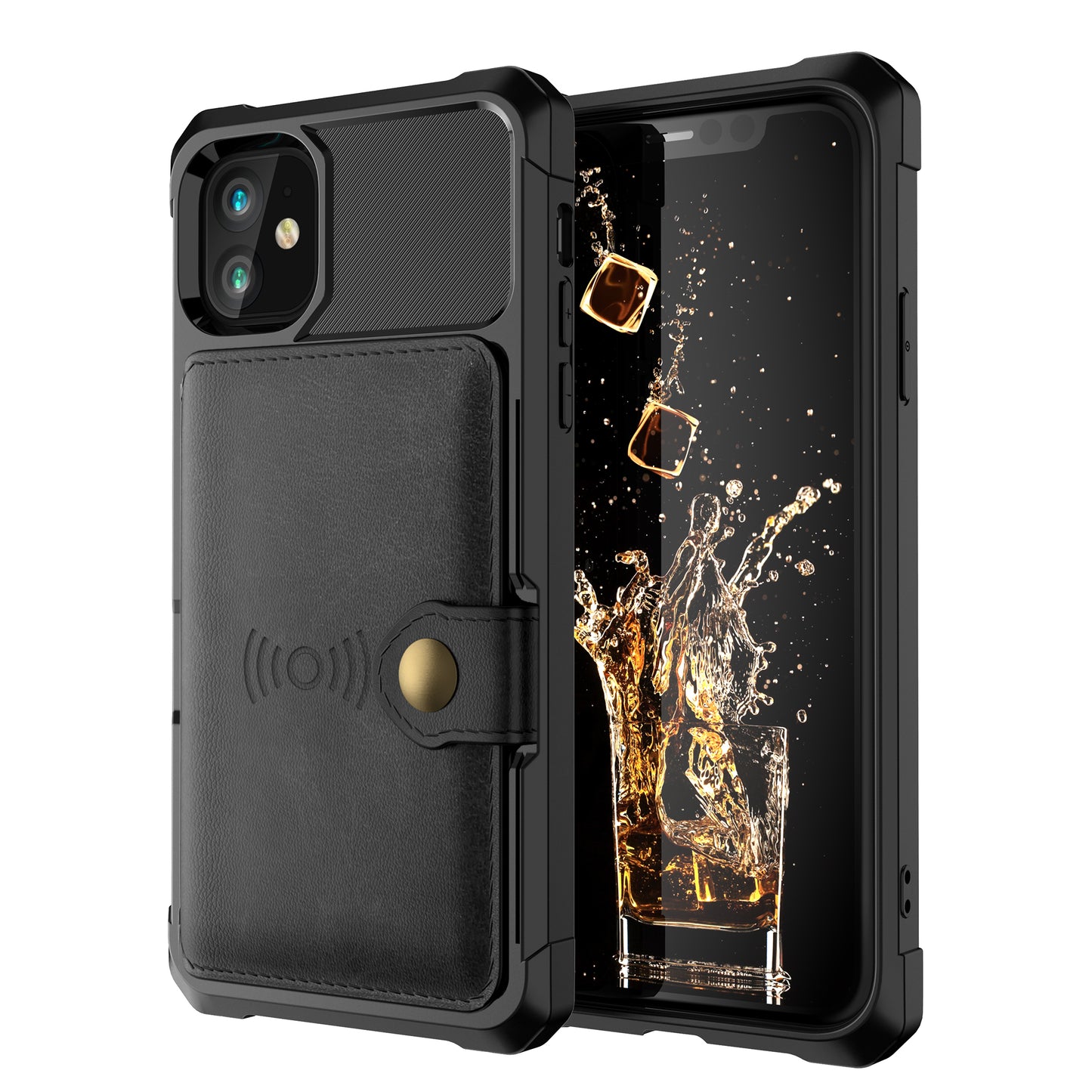 Wallet Kickstand Leather Coated TPU Case Built-in Magnetic Sheet for iPhone 11 6.1 inch