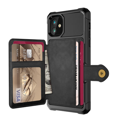 Wallet Kickstand Leather Coated TPU Case Built-in Magnetic Sheet for iPhone 11 6.1 inch