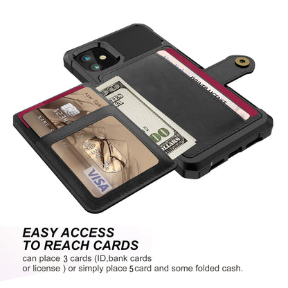 Wallet Kickstand Leather Coated TPU Case Built-in Magnetic Sheet for iPhone 11 6.1 inch