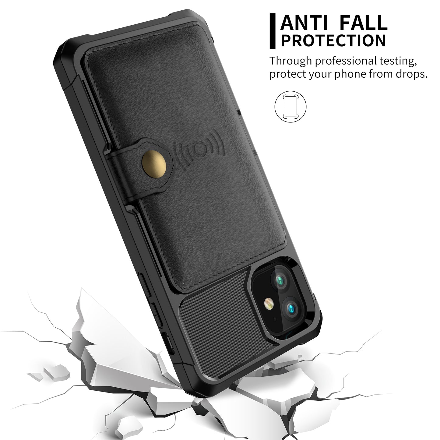 Wallet Kickstand Leather Coated TPU Case Built-in Magnetic Sheet for iPhone 11 6.1 inch