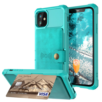 Wallet Kickstand Leather Coated TPU Case Built-in Magnetic Sheet for iPhone 11 6.1 inch
