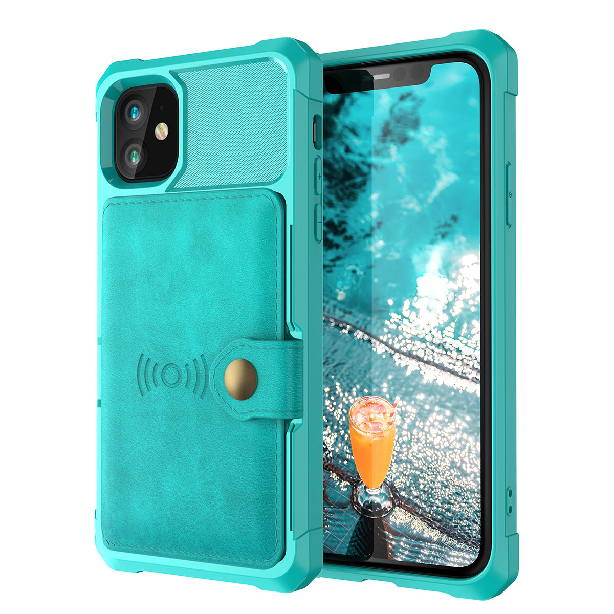Wallet Kickstand Leather Coated TPU Case Built-in Magnetic Sheet for iPhone 11 6.1 inch