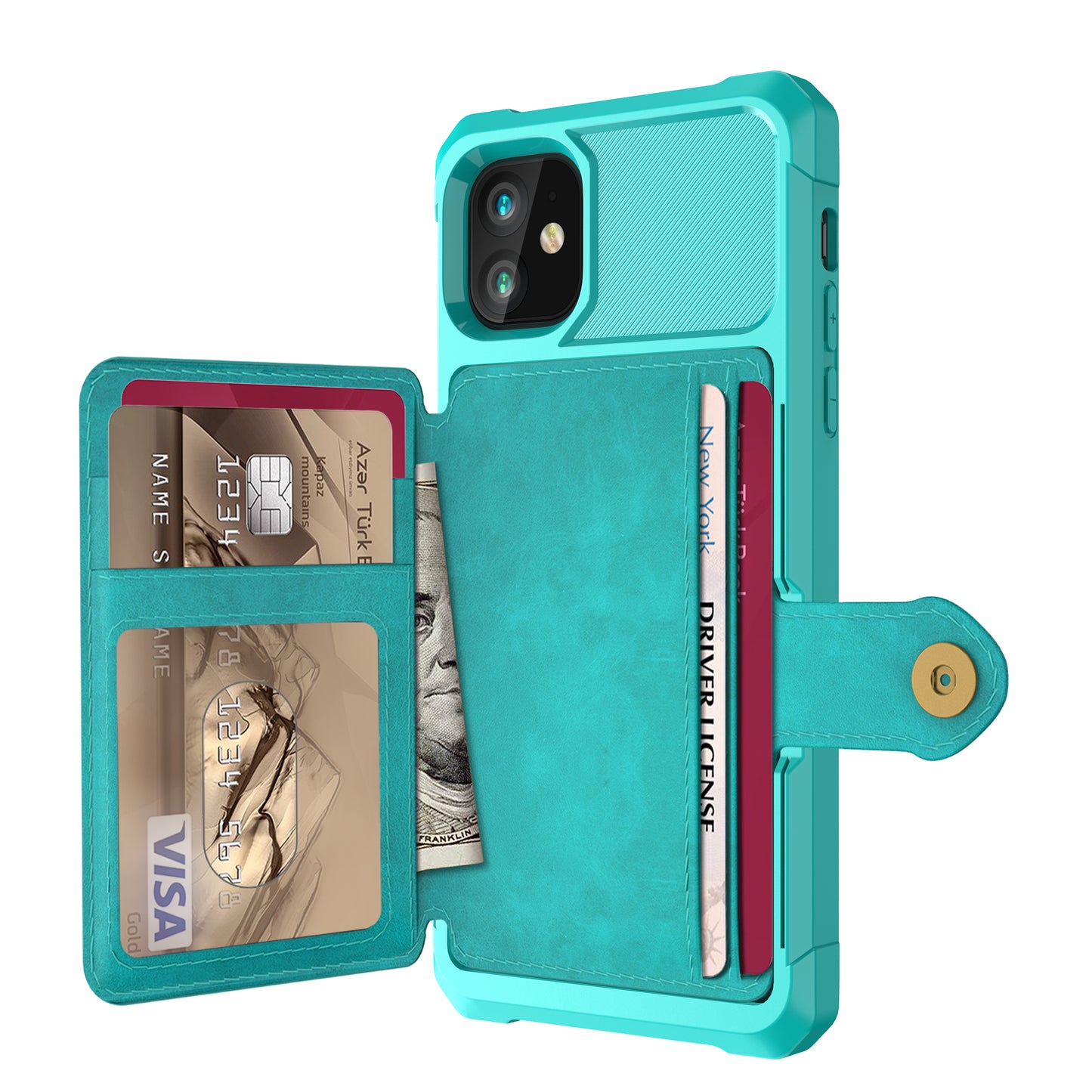 Wallet Kickstand Leather Coated TPU Case Built-in Magnetic Sheet for iPhone 11 6.1 inch