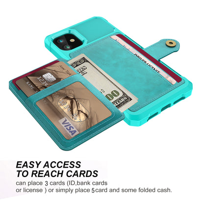 Wallet Kickstand Leather Coated TPU Case Built-in Magnetic Sheet for iPhone 11 6.1 inch