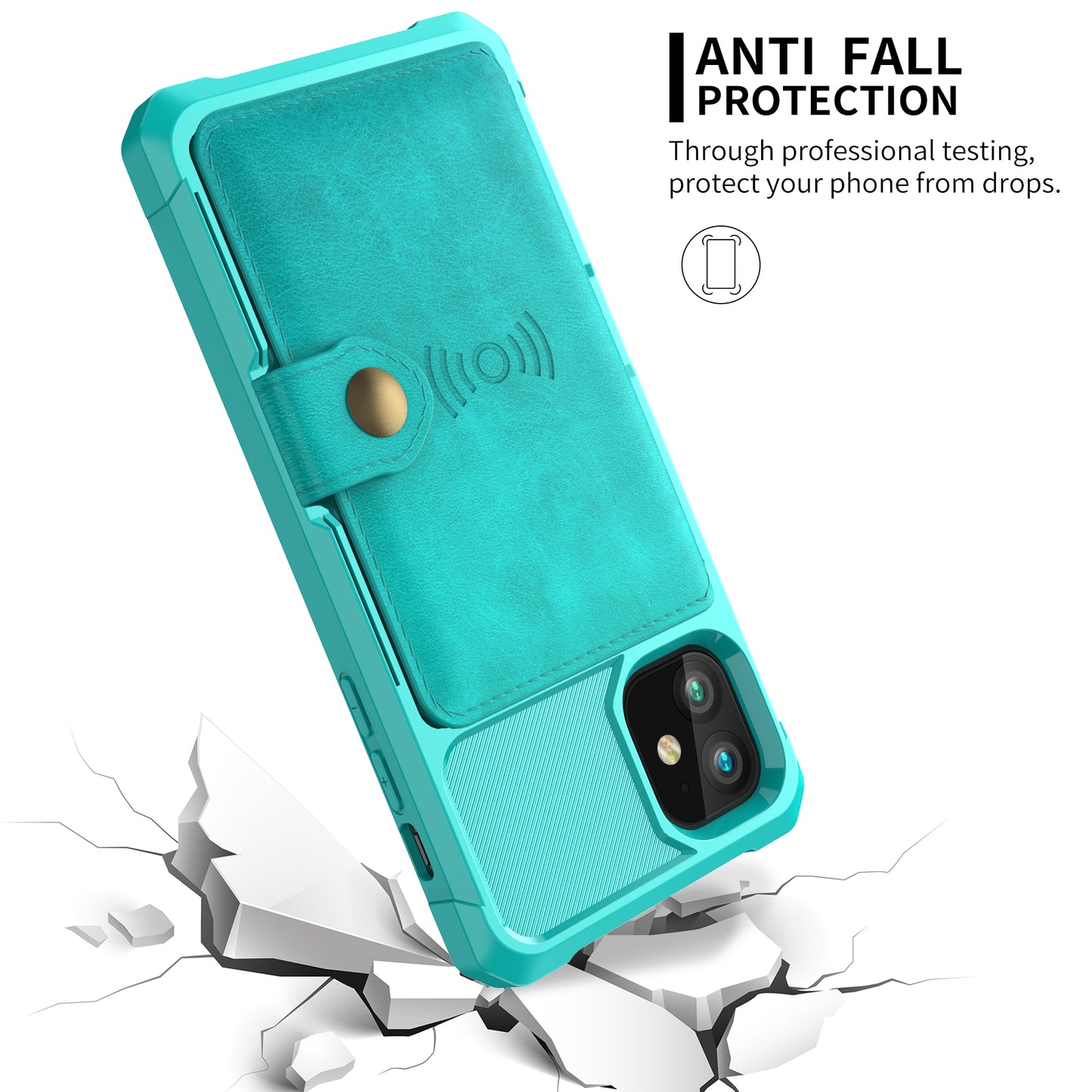 Wallet Kickstand Leather Coated TPU Case Built-in Magnetic Sheet for iPhone 11 6.1 inch