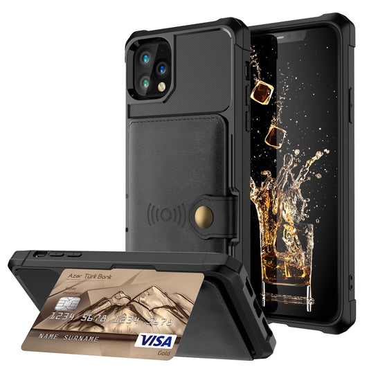 Leather Coated TPU Case with Wallet Kickstand Built-in Magnetic Sheet for iPhone 11 Pro Max 6.5 inch