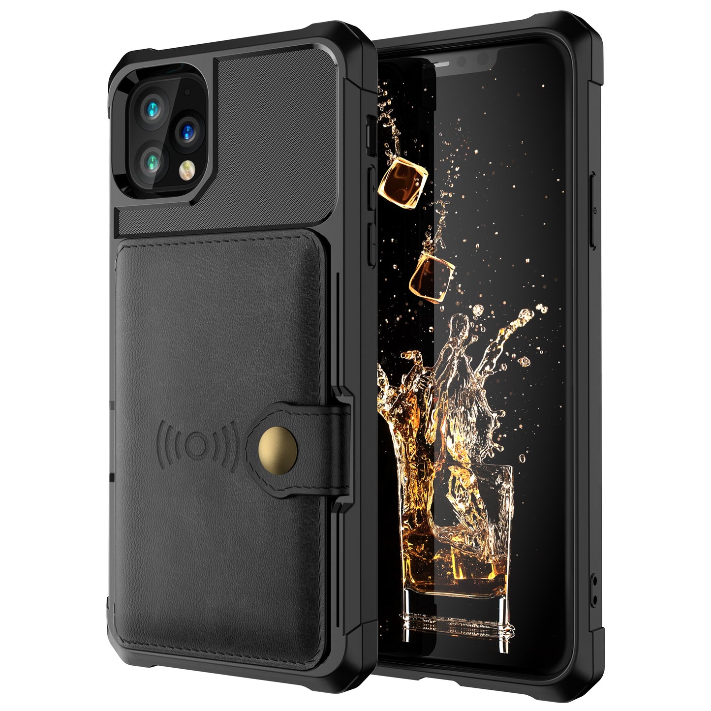 Leather Coated TPU Case with Wallet Kickstand Built-in Magnetic Sheet for iPhone 11 Pro Max 6.5 inch