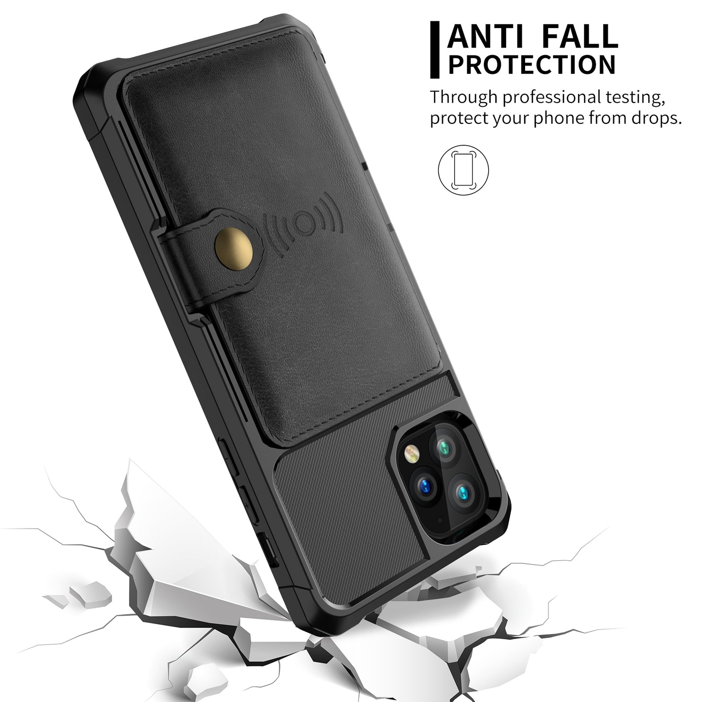 Leather Coated TPU Case with Wallet Kickstand Built-in Magnetic Sheet for iPhone 11 Pro Max 6.5 inch