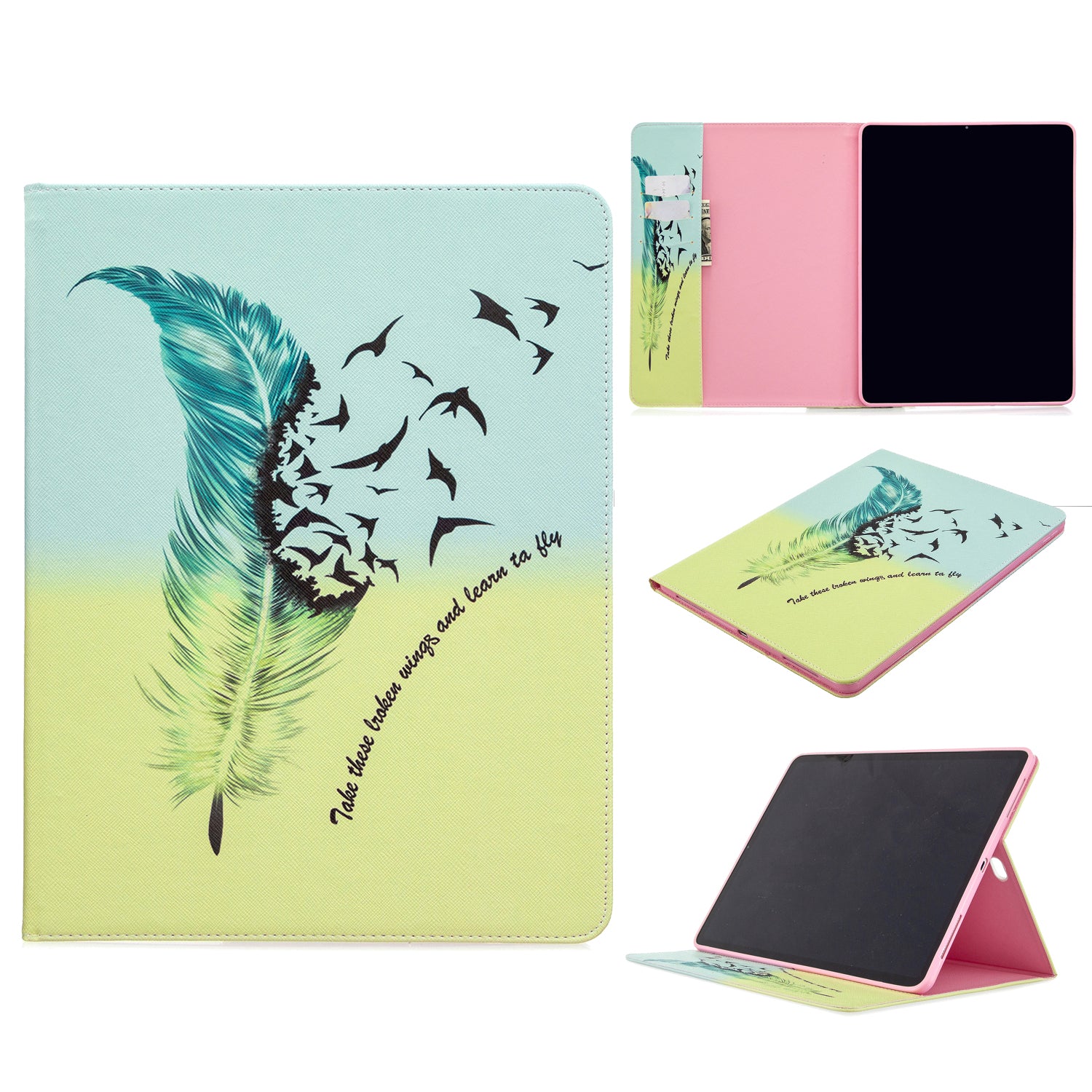 Printing Surface Leather Wallet Stand Case for iPad Pro 12.9-inch (2020)