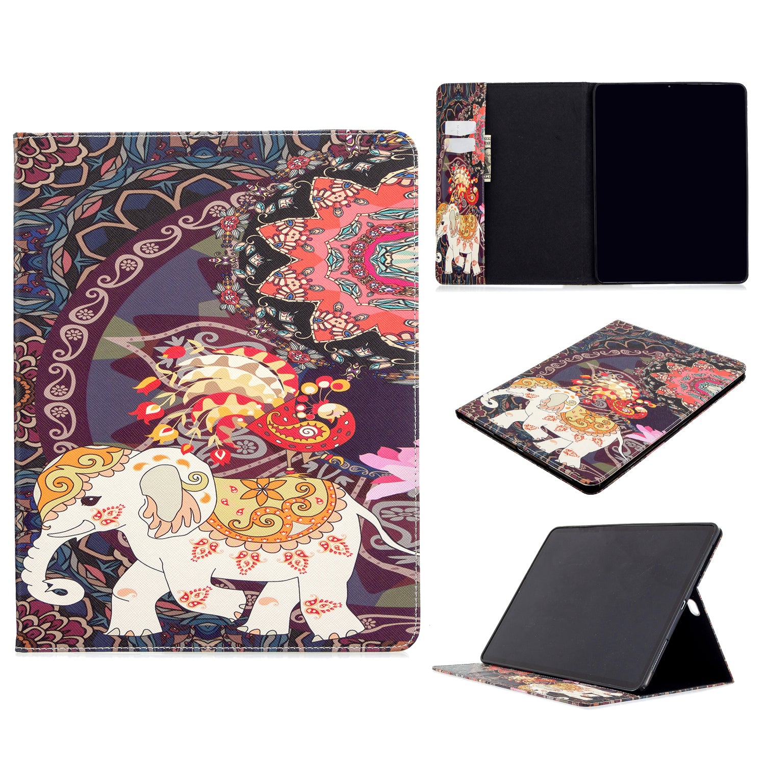 Printing Surface Leather Wallet Stand Case for iPad Pro 12.9-inch (2020)