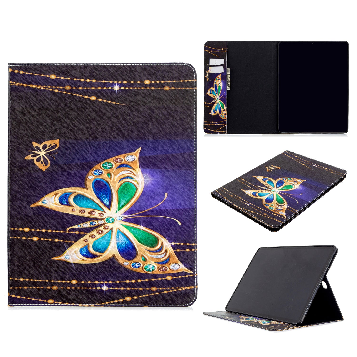Printing Surface Leather Wallet Stand Case for iPad Pro 12.9-inch (2020)