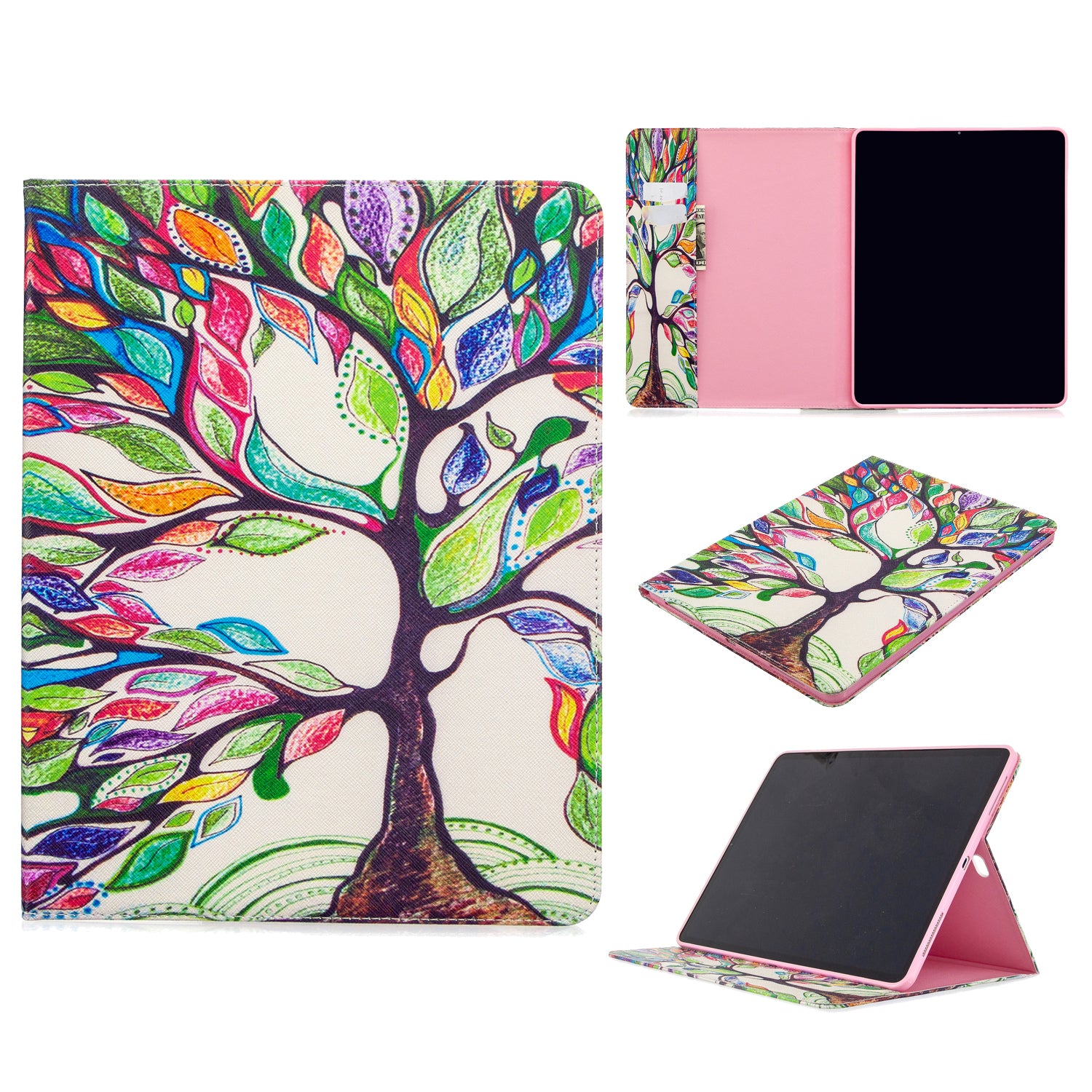 Printing Surface Leather Wallet Stand Case for iPad Pro 12.9-inch (2020)