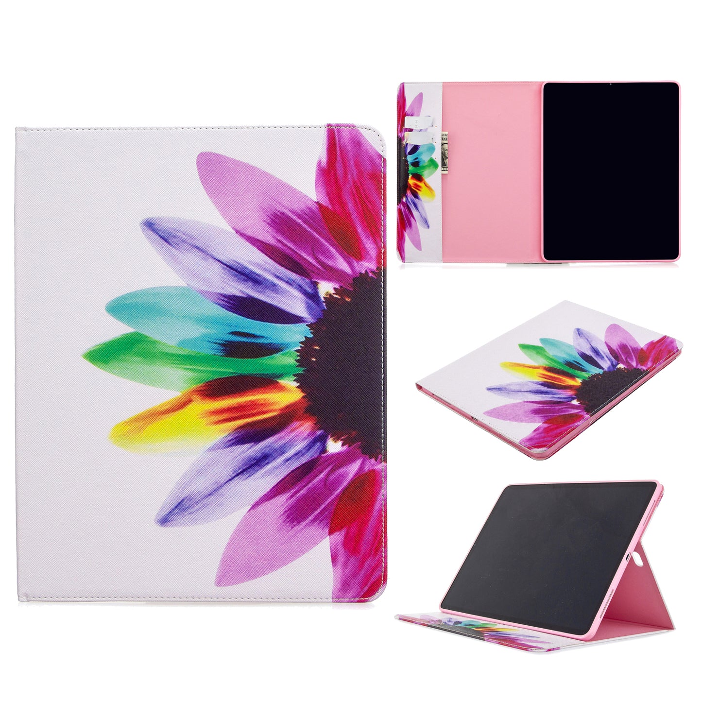 Printing Surface Leather Wallet Stand Case for iPad Pro 12.9-inch (2020)