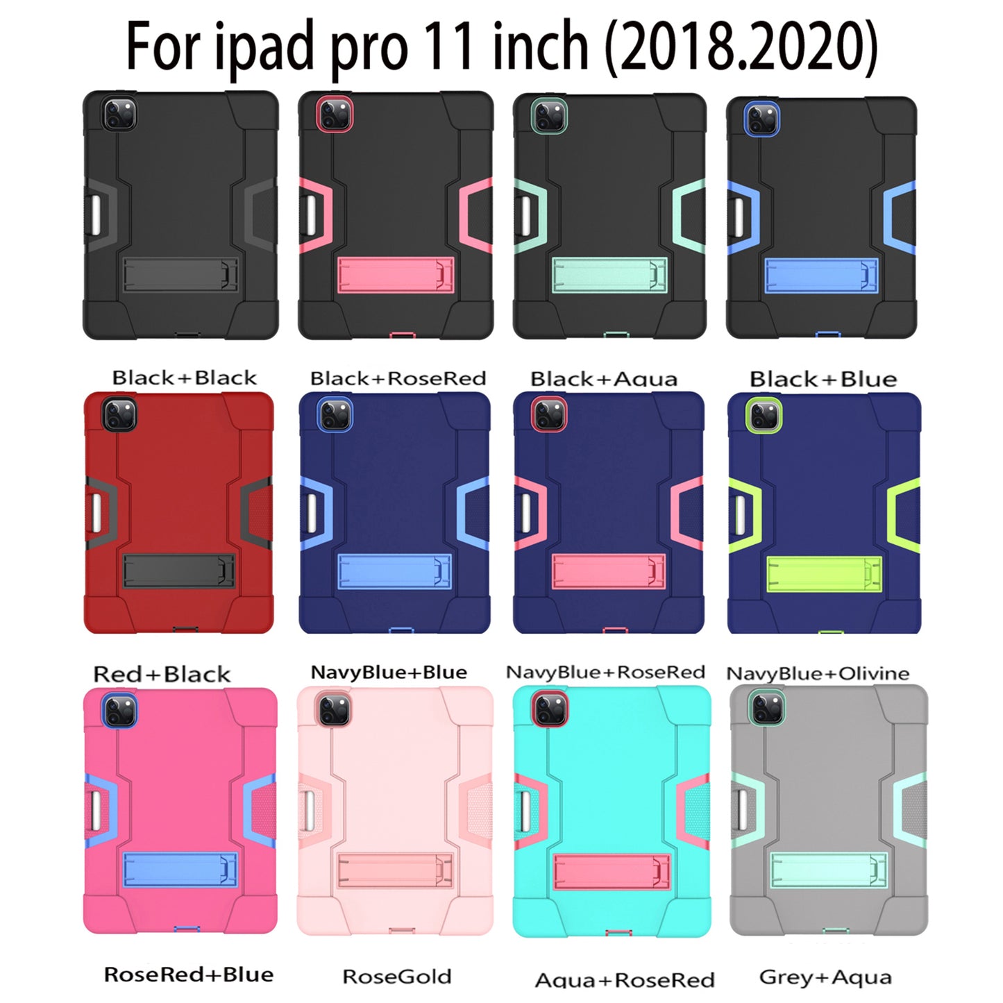 Shockproof TPU + PC Cover with Kickstand for Apple iPad Pro 11-inch (2021)/(2020)/(2018)