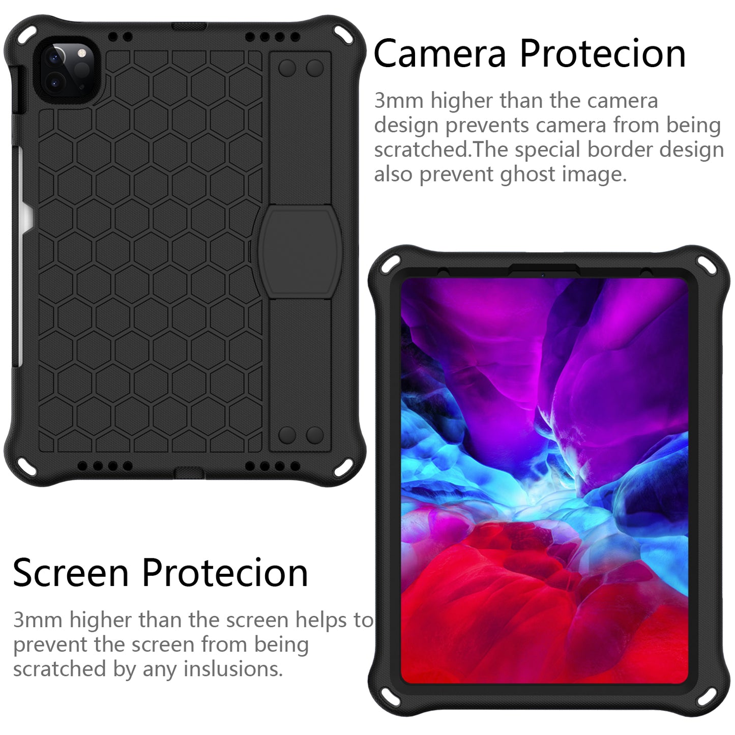 Honeycomb Texture EVA Tablet Shell with Shoulder Strap for iPad Air (2020)/Air (2022)/Pro 11-inch (2021)(2020)(2018)