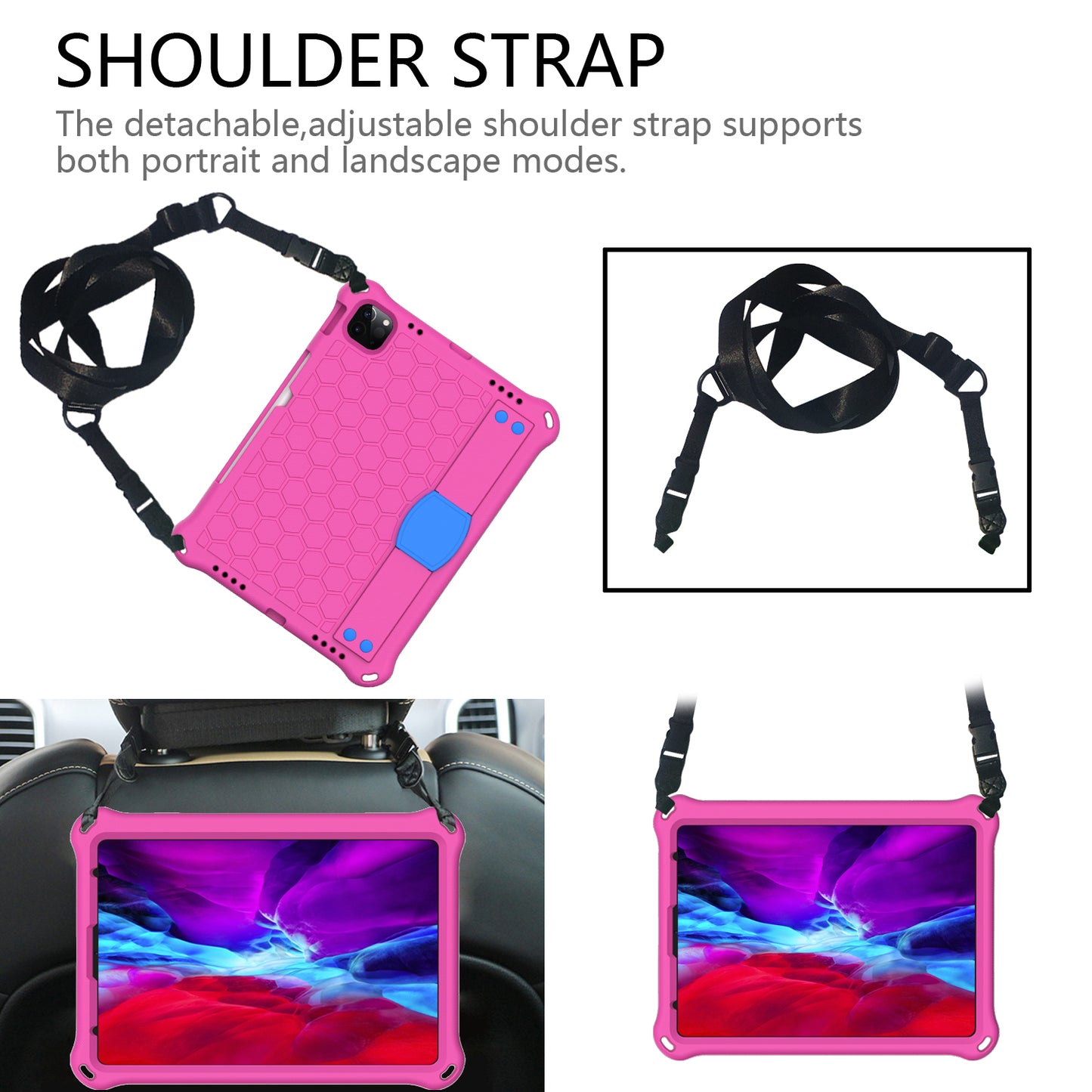 Honeycomb Texture EVA Tablet Shell with Shoulder Strap for iPad Air (2020)/Air (2022)/Pro 11-inch (2021)(2020)(2018)