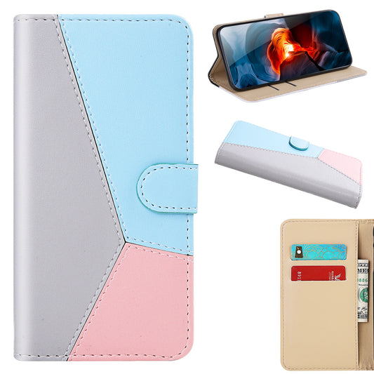 Tri-color PU Leather Case Wallet Phone Stand Cover for Apple iPhone SE (2022)/SE (2020)/8/7 4.7 inch