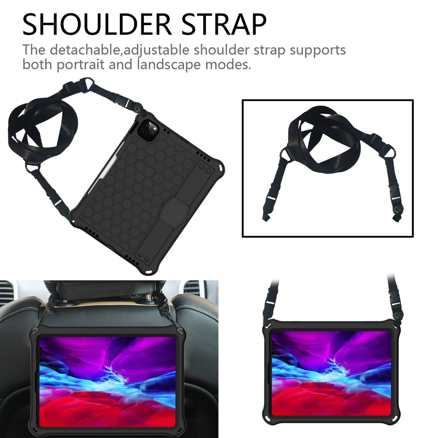 Honeycomb Skin EVA Tablet Case with Shoulder Strap for iPad Pro 11-inch (2021)/(2020)/(2018)