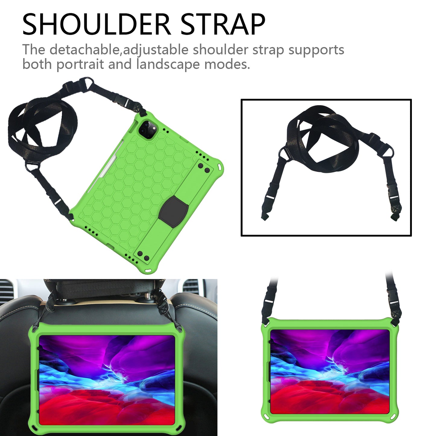 Honeycomb Skin EVA Tablet Case with Shoulder Strap for iPad Pro 11-inch (2021)/(2020)/(2018)