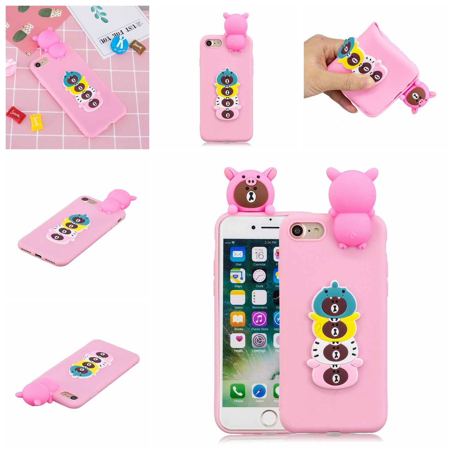 3D Doll Decor Soft TPU Phone Back Shell for iPhone 7 / 8 / SE (2020) / SE (2022) 4.7 inch