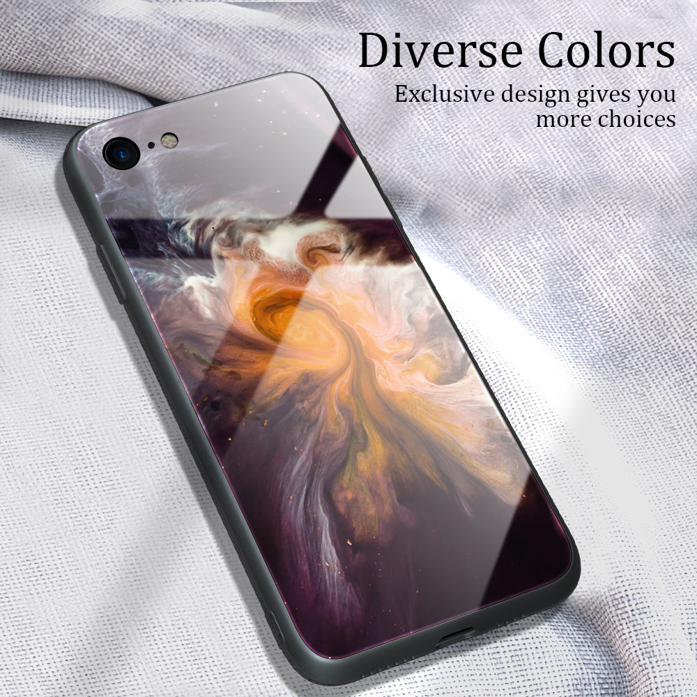 Marble Texture Glass Back + TPU Hybrid Case for iPhone SE (2020)/SE (2022)/8/7