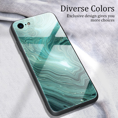 Marble Texture Glass Back + TPU Hybrid Case for iPhone SE (2020)/SE (2022)/8/7