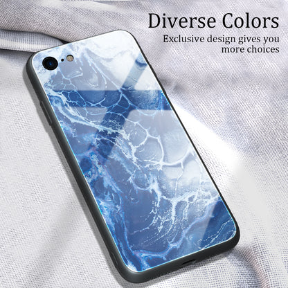 Marble Texture Glass Back + TPU Hybrid Case for iPhone SE (2020)/SE (2022)/8/7