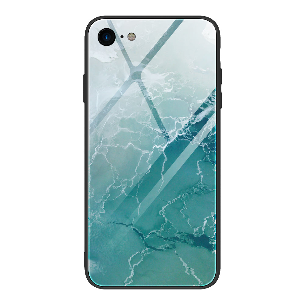 Marble Texture Glass Back + TPU Hybrid Case for iPhone SE (2020)/SE (2022)/8/7