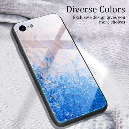 Marble Texture Glass Back + TPU Hybrid Case for iPhone SE (2020)/SE (2022)/8/7