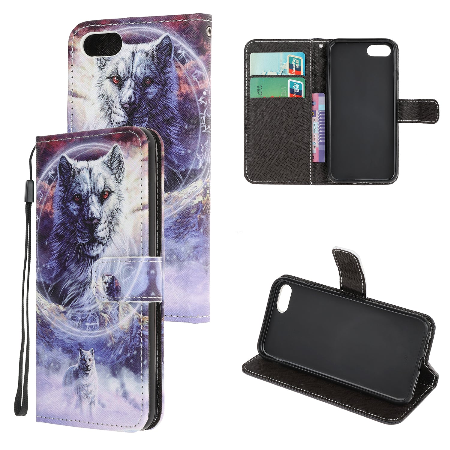 Newly Cross Texture Patterned Leather Wallet Cover with Strap for iPhone 7 / 8 / SE (2020) / SE (2022) 4.7 inch