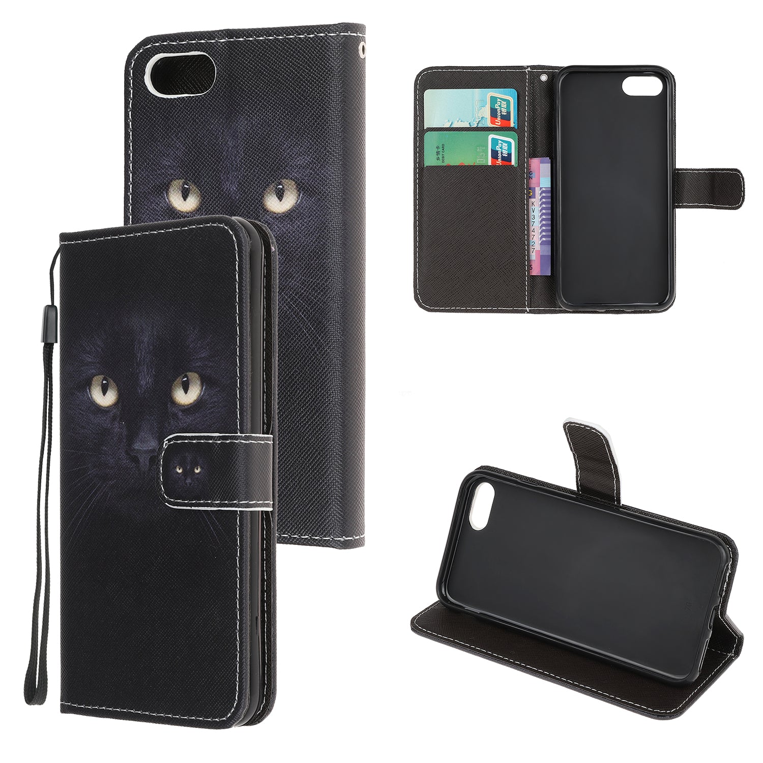 Newly Cross Texture Patterned Leather Wallet Cover with Strap for iPhone 7 / 8 / SE (2020) / SE (2022) 4.7 inch