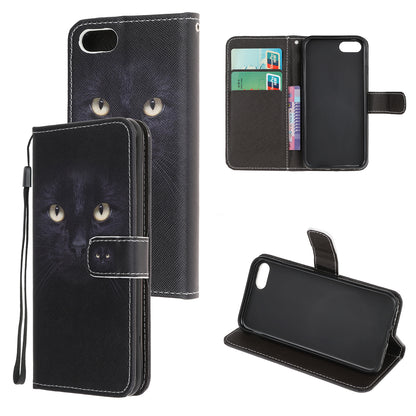 Newly Cross Texture Patterned Leather Wallet Cover with Strap for iPhone 7 / 8 / SE (2020) / SE (2022) 4.7 inch