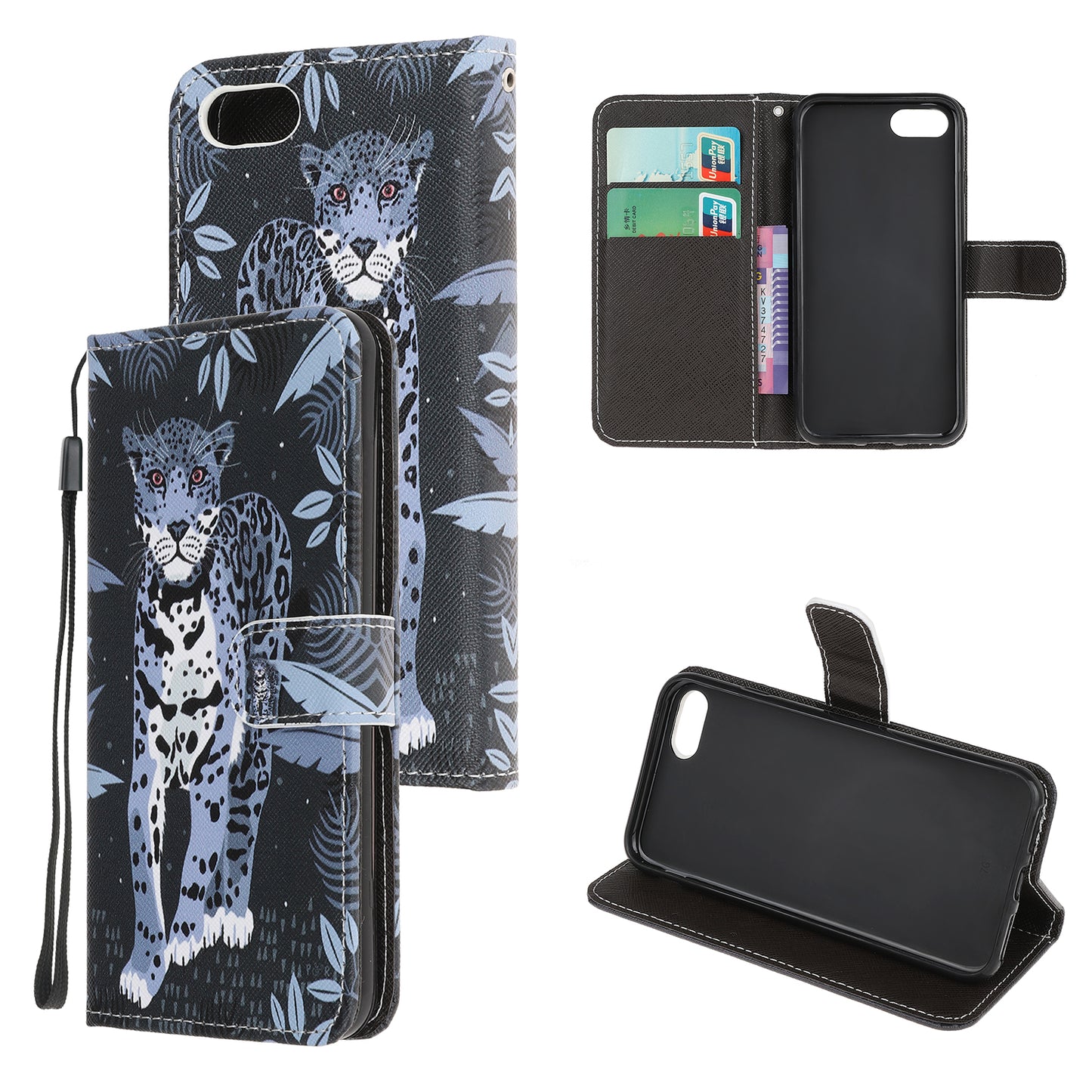 Newly Cross Texture Patterned Leather Wallet Cover with Strap for iPhone 7 / 8 / SE (2020) / SE (2022) 4.7 inch