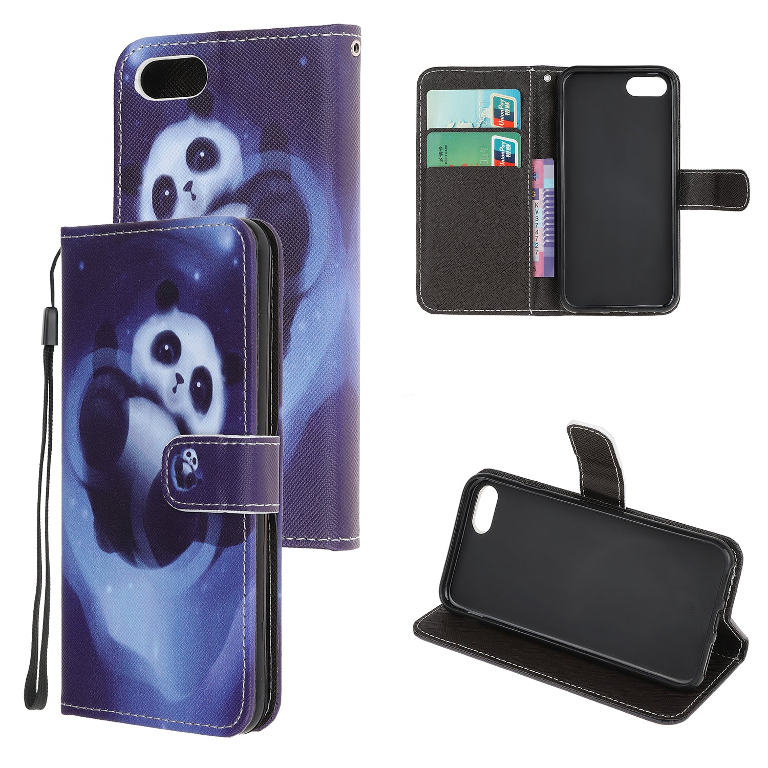 Newly Cross Texture Patterned Leather Wallet Cover with Strap for iPhone 7 / 8 / SE (2020) / SE (2022) 4.7 inch