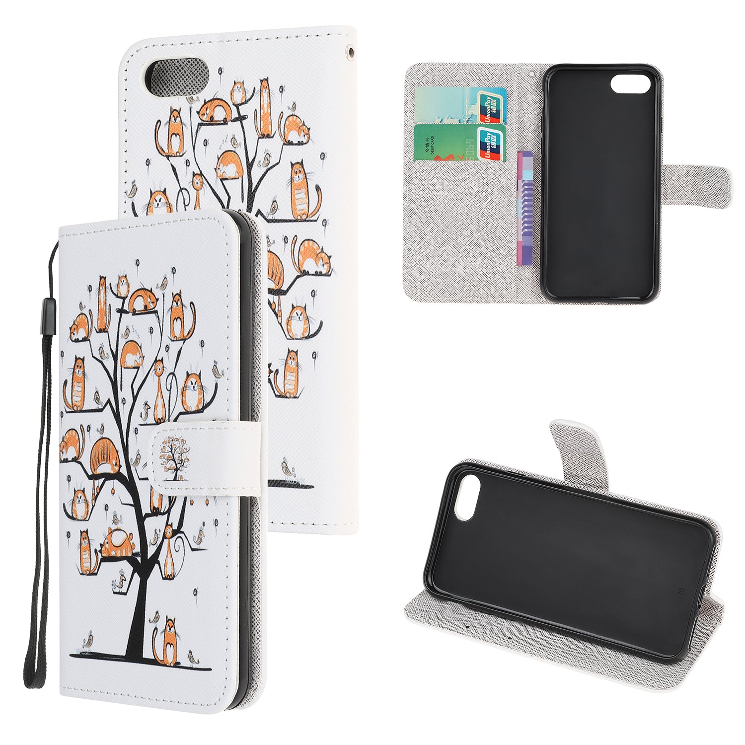 Newly Cross Texture Patterned Leather Wallet Cover with Strap for iPhone 7 / 8 / SE (2020) / SE (2022) 4.7 inch