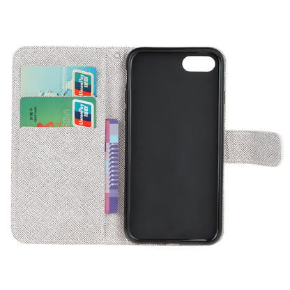 Newly Cross Texture Patterned Leather Wallet Cover with Strap for iPhone 7 / 8 / SE (2020) / SE (2022) 4.7 inch