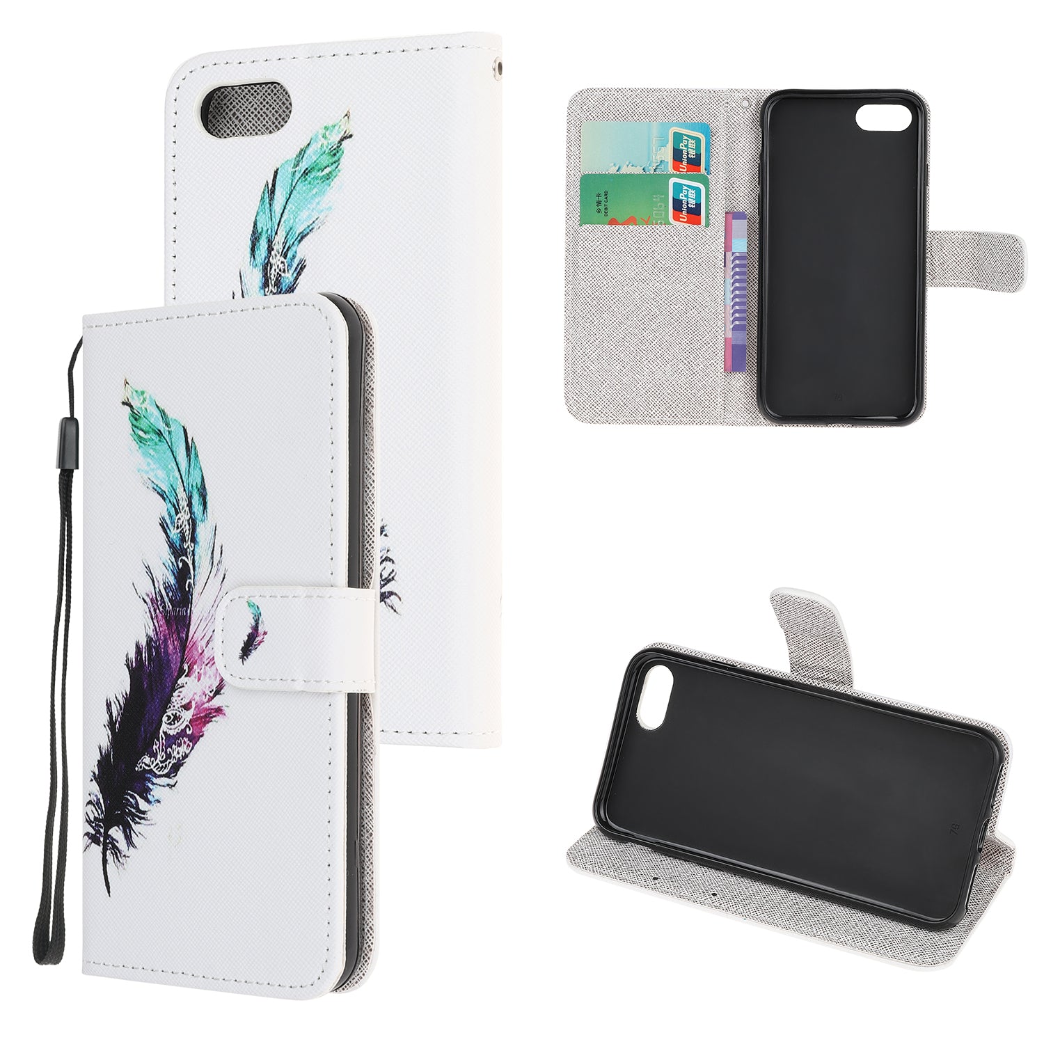 Newly Cross Texture Patterned Leather Wallet Cover with Strap for iPhone 7 / 8 / SE (2020) / SE (2022) 4.7 inch