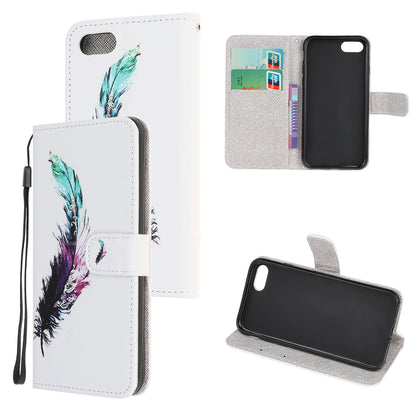 Newly Cross Texture Patterned Leather Wallet Cover with Strap for iPhone 7 / 8 / SE (2020) / SE (2022) 4.7 inch