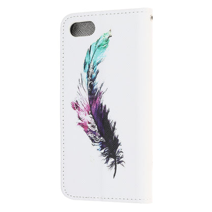 Newly Cross Texture Patterned Leather Wallet Cover with Strap for iPhone 7 / 8 / SE (2020) / SE (2022) 4.7 inch