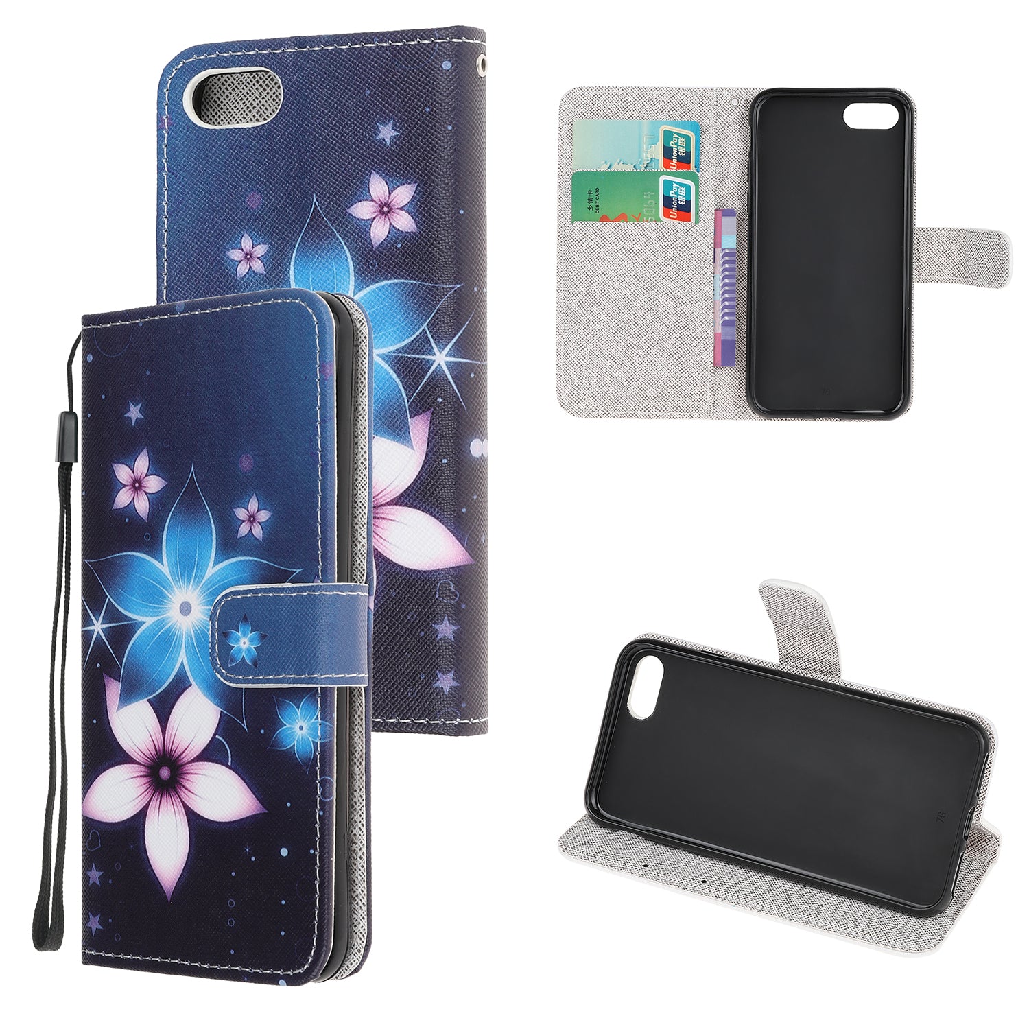 Newly Cross Texture Patterned Leather Wallet Cover with Strap for iPhone 7 / 8 / SE (2020) / SE (2022) 4.7 inch